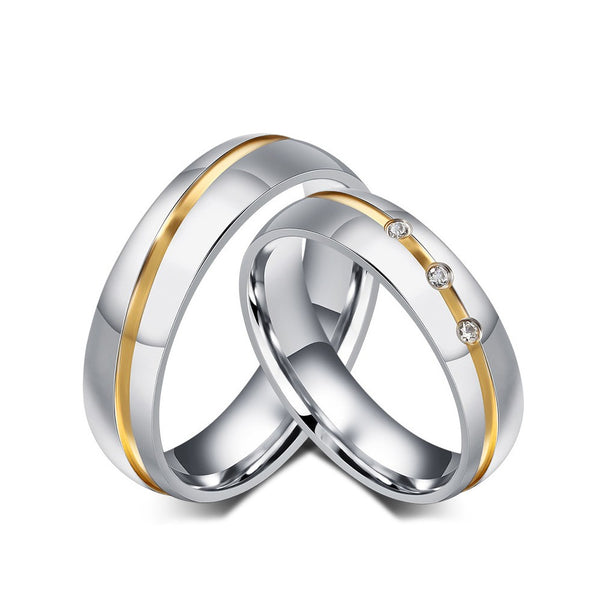 Silver Couples Promise Rings Sets Stainless&Titanium Steel Rings