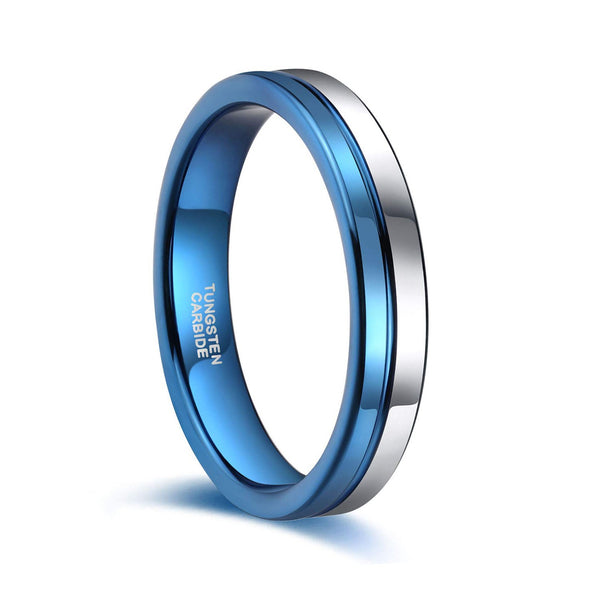 Blue Tungsten Wedding Bands Two Tone Engagement Rings