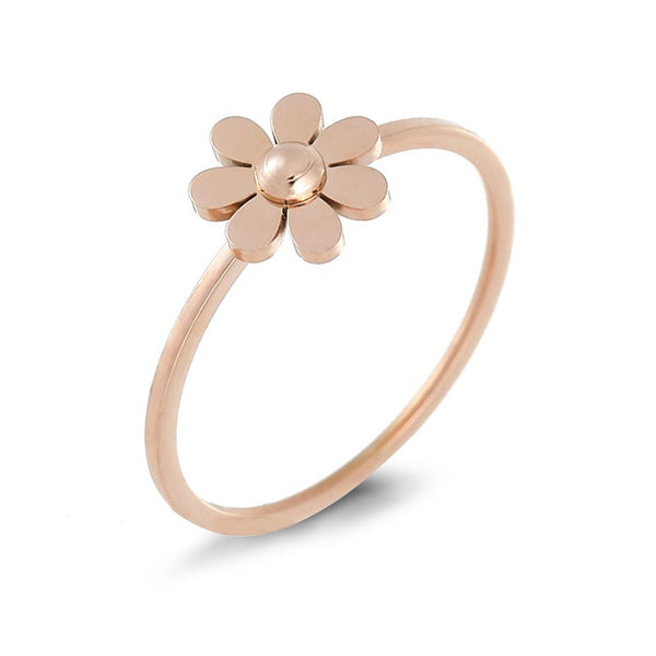Sunflower Stainless/Titanium Steel Rings for her with Rose Gold Plated