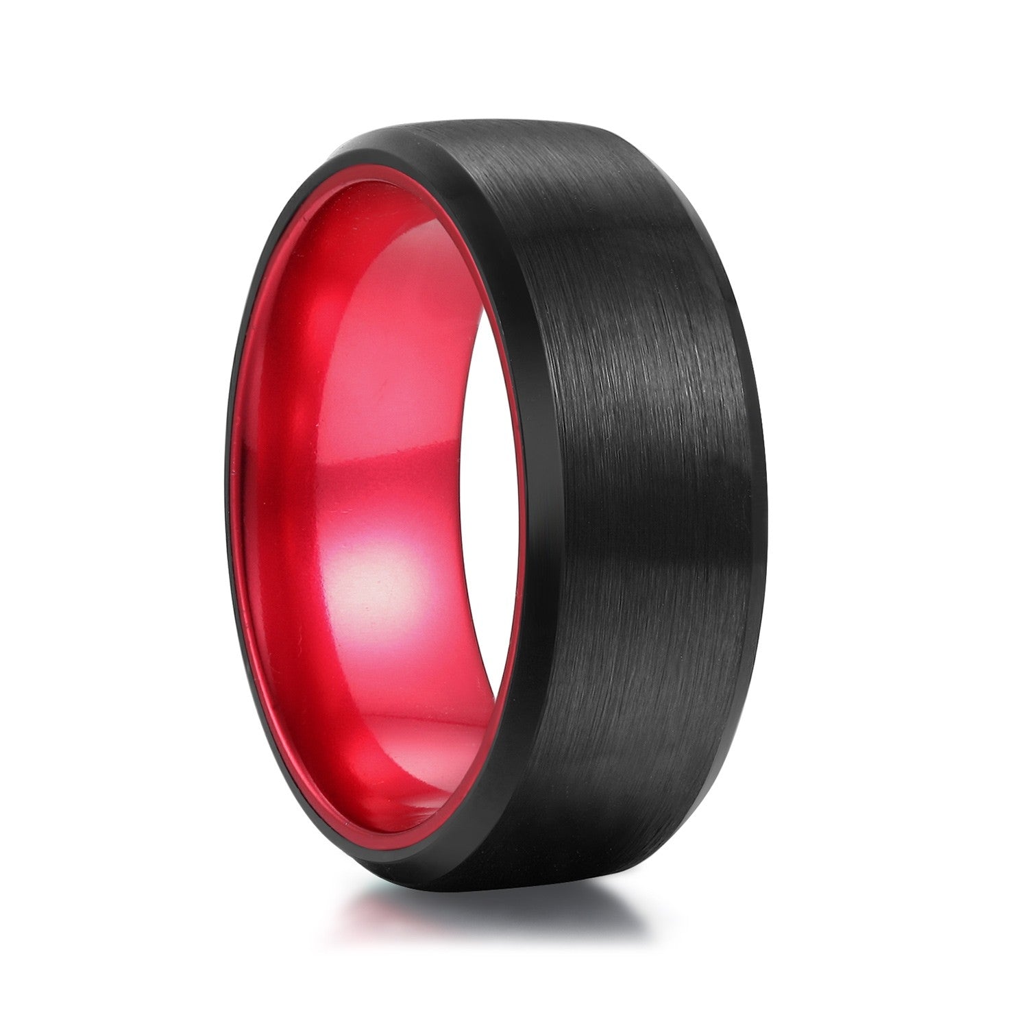 Mens Green Wedding Band with Black Brushed Findurings