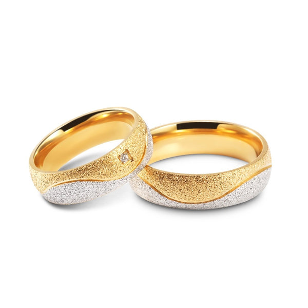 Gold and Silver Matching Couple Rings in Stainless/Titanium Steel
