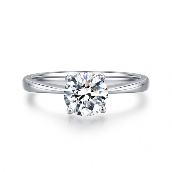 Sterling Silver Moissanite/High Carbon Diamond Ring Classic Design
