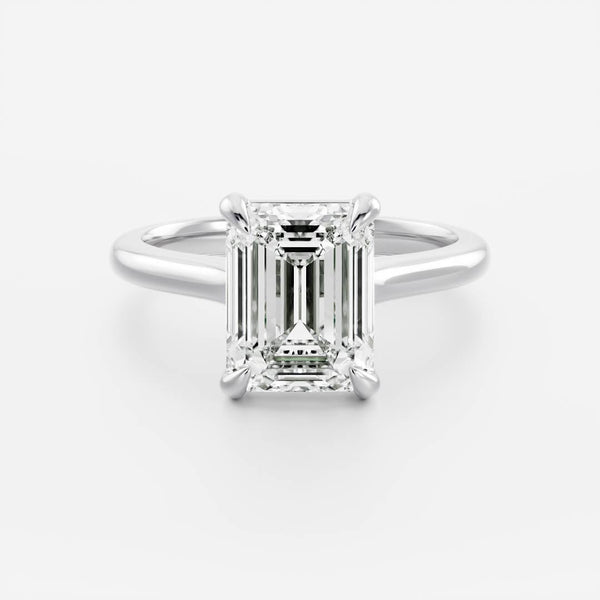3 Ct Moissanite 925 Sterling Silver Emerald Cathedral Solitaire