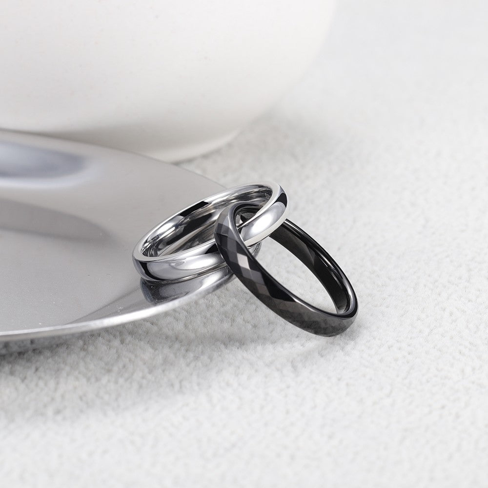 Black and Silver Tungsten & Stainless Steel Interlocked Rings Findurings