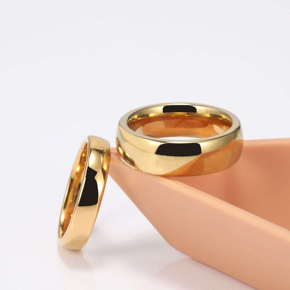 Simple Tungsten Carbide Couple Rings with Gold Plated 4mm 6mm \u2013 Findurings