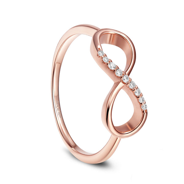 Sterling Silver Rose Gold Forever Love Promise Band Infinity Knot with Silver CZ