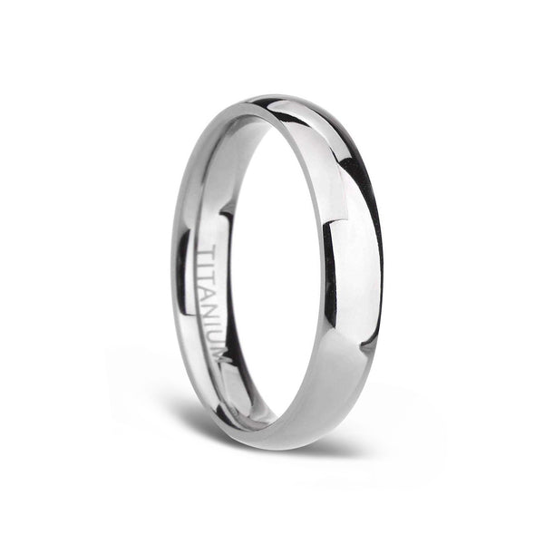 White Plain Titanium Wedding Bands for Men Women with Dome Polished 2mm-8mm
