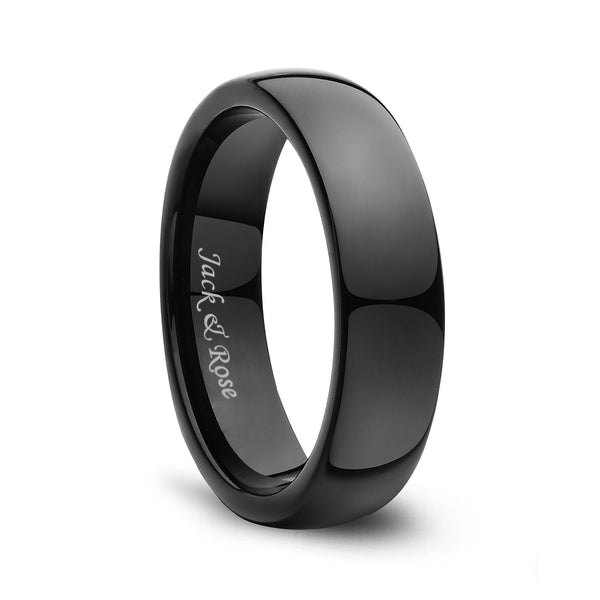 Tungsten Wedding Bands Black Dome High Polished 6mm 8mm