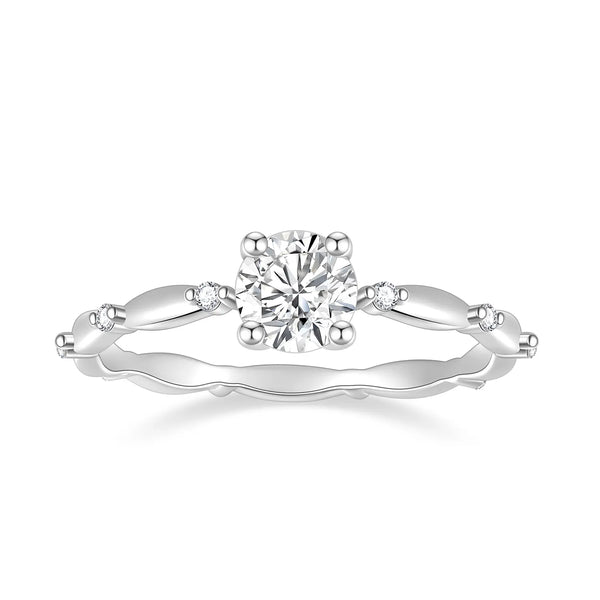 0.5ct moissanite classic engagement ring with cz stone accented band