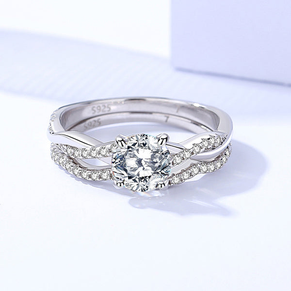S925 Silver Hedge Maze 1 Ct Moissanite Engagement Ring