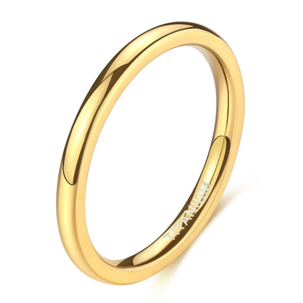 2mm Gold Titanium Plain Ring with 24K Gold Plating
