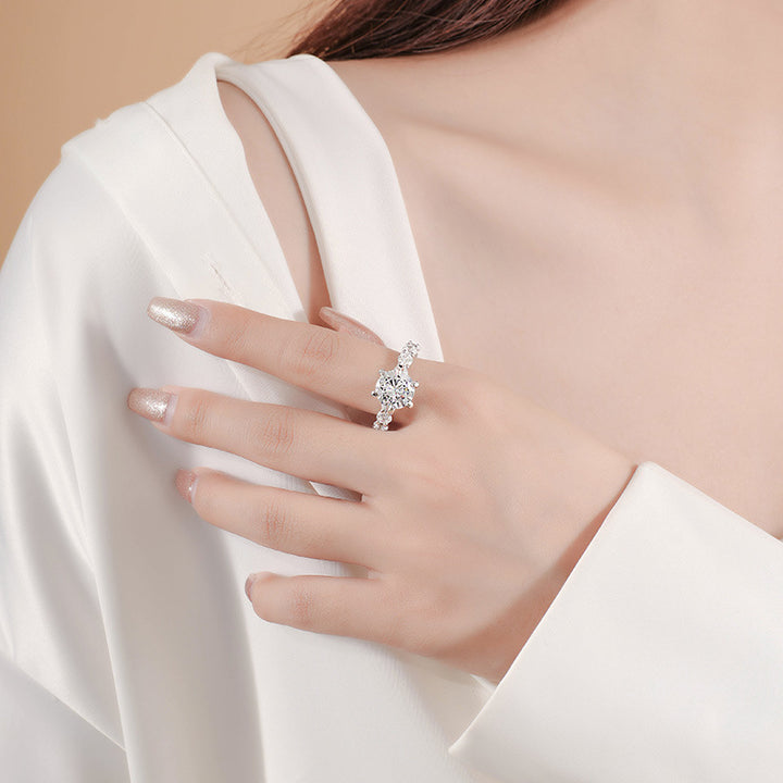 4ct Six Prong Round Cut Moissanite Ring