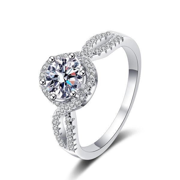 1 Ct Moissanite and 925 Sterling Silver Engagement Ring
