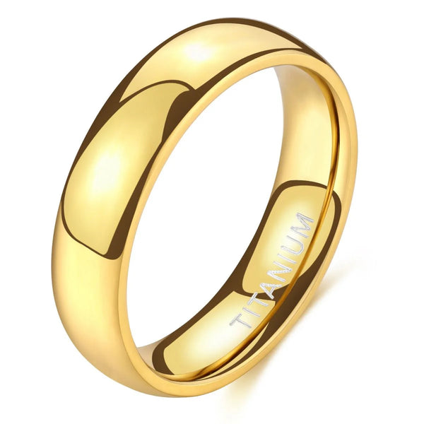 6mm Gold Color Titanium Plain Wedding Ring