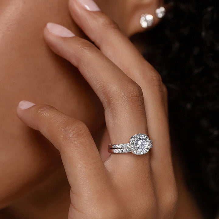 1.2ct moissanite bridal sets worn on hand