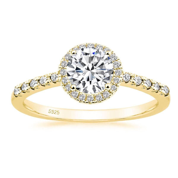 Gold 1.2ct round cut moissanite halo engagement ring
