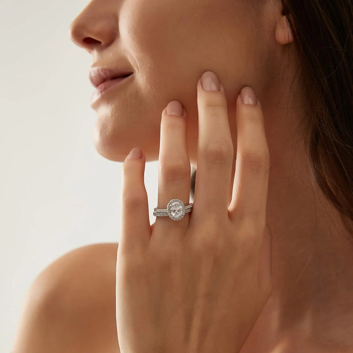 1.5CT Oval moissanite wedding ring sets