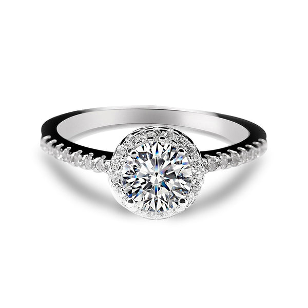 Halo Wedding Rings Inlaid Shiny Cubic Zirconia for women