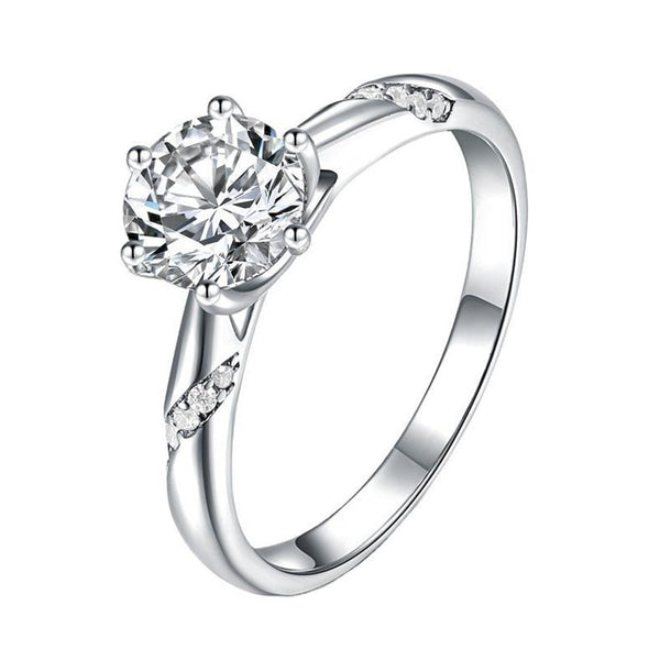Classic Six-prong Moissanite/High Carbon Diamond S925 Sterling Silver Engagement Ring