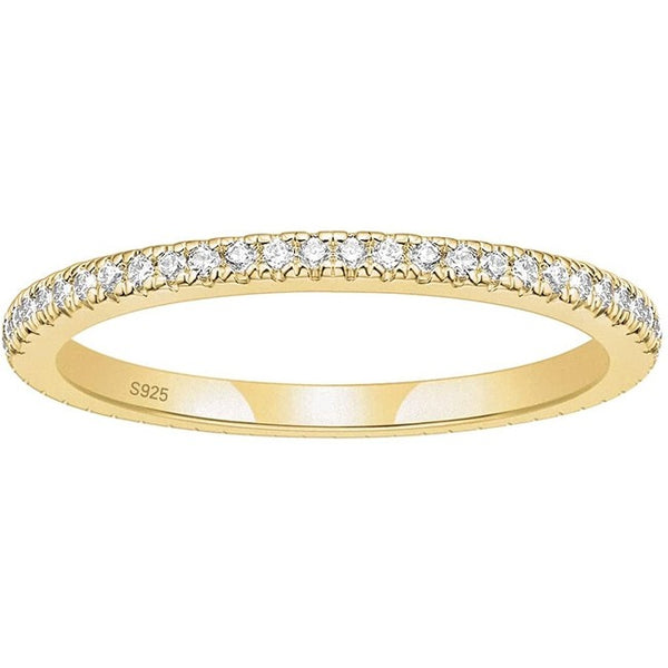 2mm 925 Sterling Silver Wedding Band Cubic Zirconia Eternity Stackable Engagement Ring Size 3-13