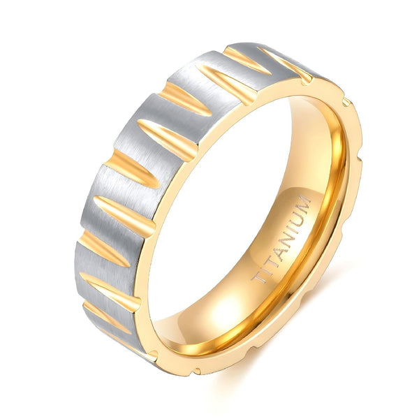 Tapered Grooves Titanium Steel Rings for Men