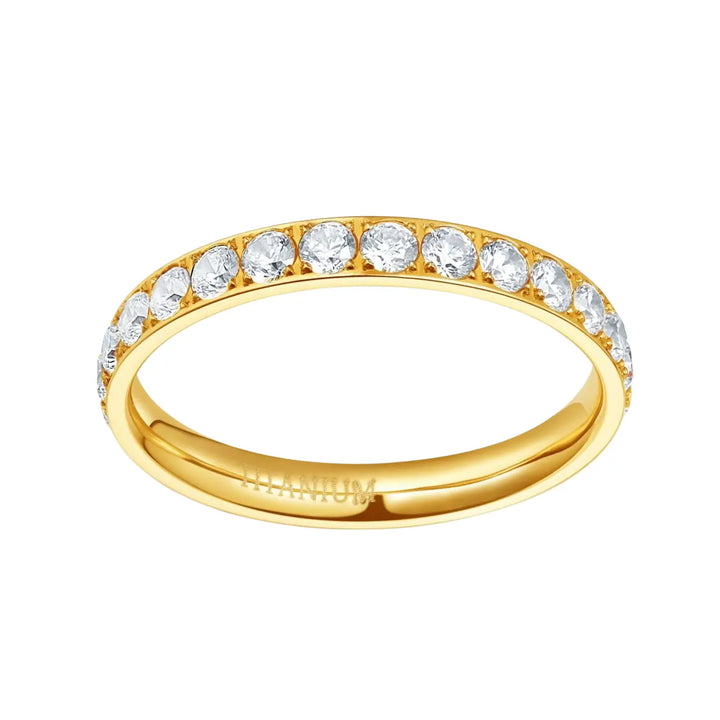 14k gold plated wedding band in titanium ring