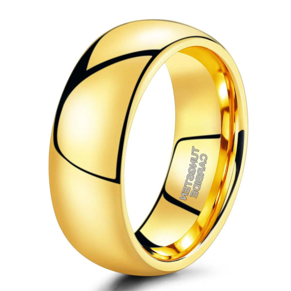 8mm Mens Gold Tungsten Carbide Wedding Band Ring for Men