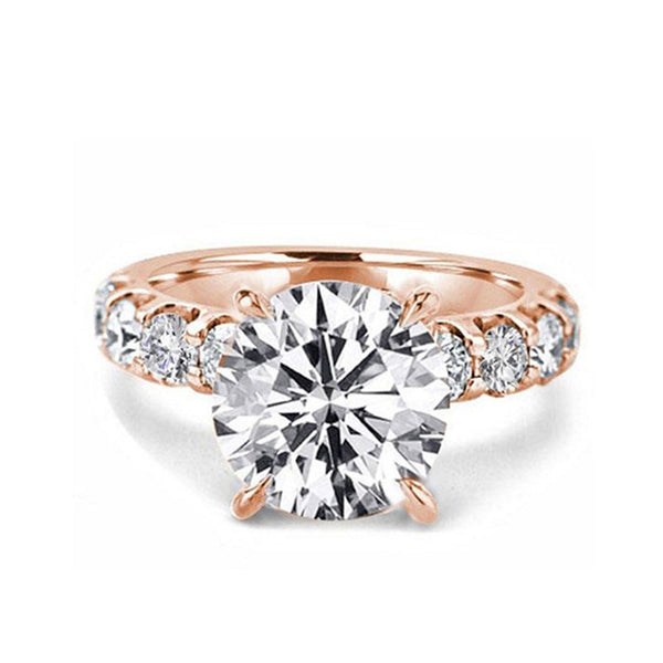 Rose Gold Wedding Rings 3 Carat Sona Diamond Ring in Sterling Silver