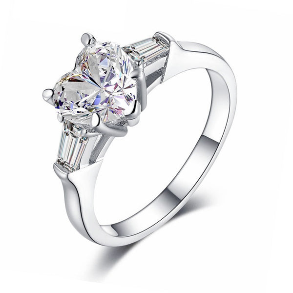 Sona Diamond Ring Heart Shaped 2 Carat Sterling Silver