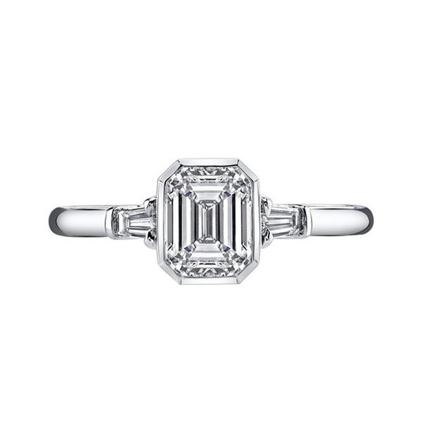 Sterling Silver Emerald Cut Sona Diamond Wedding Bands