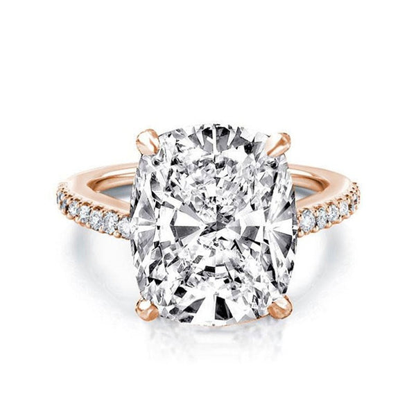 Rose Gold Sona Diamond Engagement Rings Cushion Cut 6 Carat