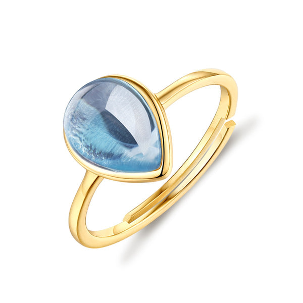 Natural Blue Gemstones Teardrop Engagement Rings