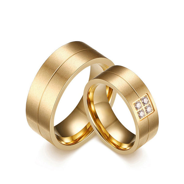 Stainless/Titanium Steel Commitment Rings Flat Style for Couples