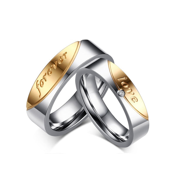 Forever Love Couple Rings Set in Titanium/Stainless Steel