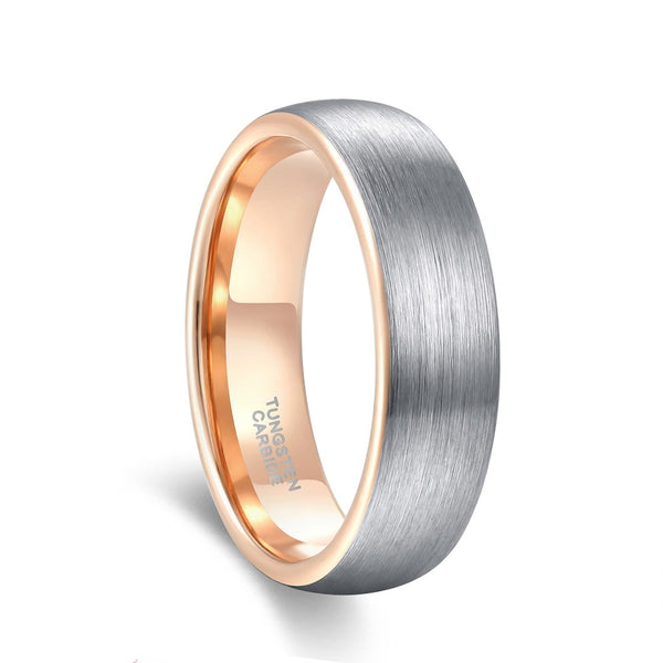 Tungsten and Rose Gold Wedding Band Two Tone Brushed