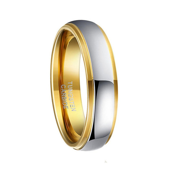 Mens Tungsten Rings Gold and Silver 6mm