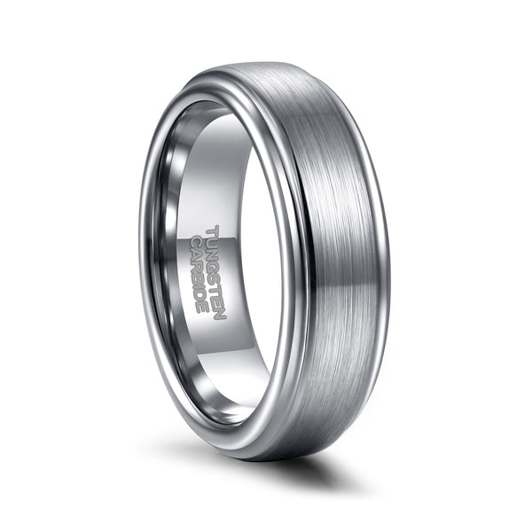 Simple Wedding Rings with Silver Brushed Center