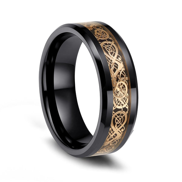 Celtic Dragon Rings Black Tungsten Vintage Style Engagement Rings