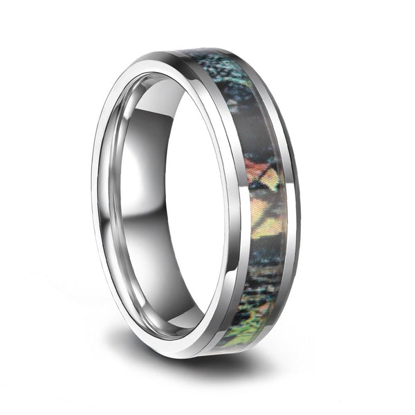 Tungsten Men Wedding Rings Antique Camo Style