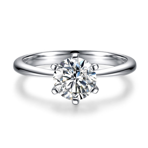 Classic Engagement Rings 925 Sterling Silver Six Claws Design 1 Carat