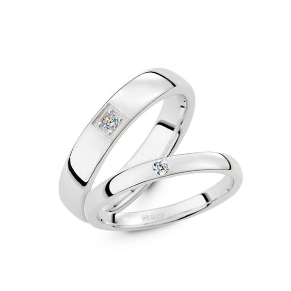 Promise Rings Couples Set in Sterling Silver High Polished