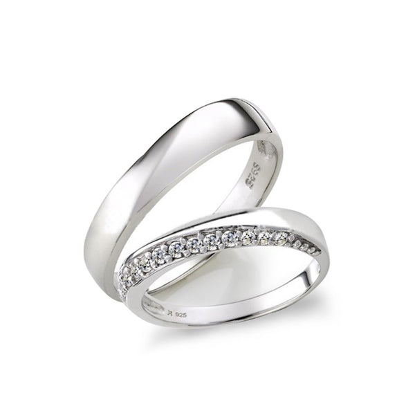 Promise Sterling Silver Couple Ring with CZ for her and him