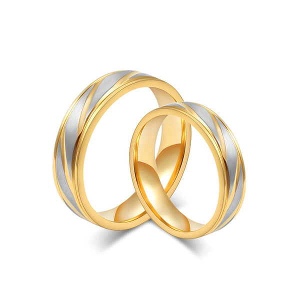 Silver and Gold Couple Rings in Stainless/Titanium Steel
