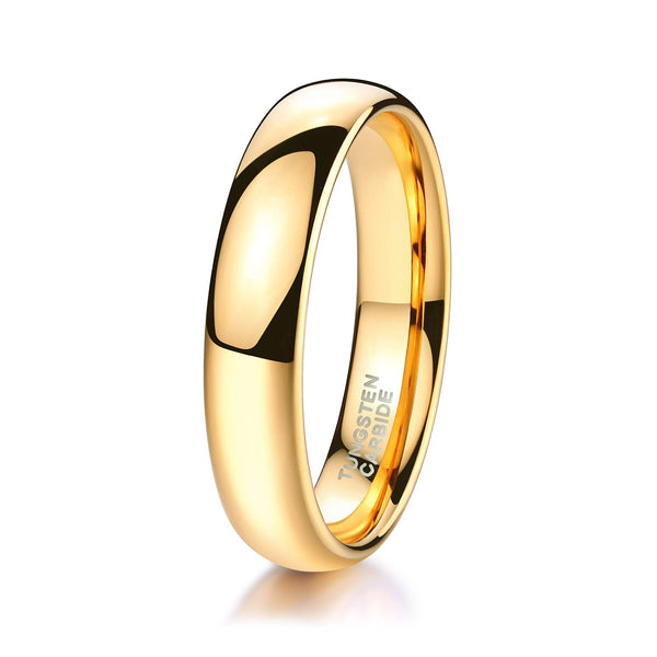 Mens Gold Tungsten Wedding Bands Domed High Polished