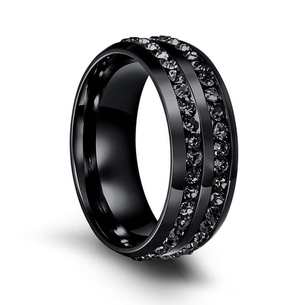 Black Stainless Steel Cubic Zirconia Rings