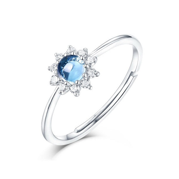 Sunflower London Blue Topaz Engagement Rings Adjustable