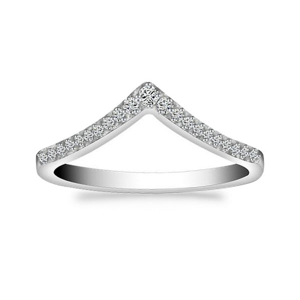 925 Sterling Silver Rings with Cz V Shaped