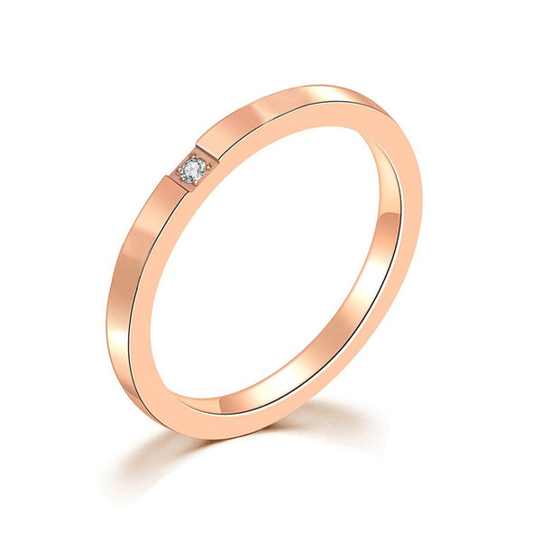 Stainless/Titanium Steel Wedding Bands Rose Gold Plated