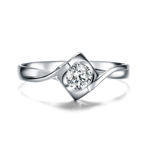 Round Cut Sterling Silver CZ Rings Angel Kiss Style