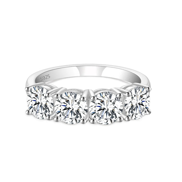 Four Stone Ring For Women Round Cut Moissanite Engagement Ring